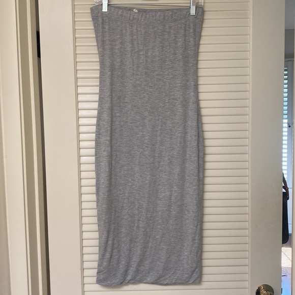 MOA Elastic Tube Top Strapless Basic Casual Solid Slim Bodycon Midi Dress - Picture 2 of 4